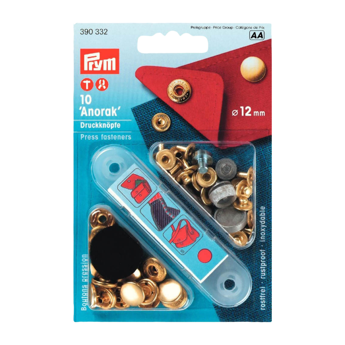 Verpackung von Prym NF-Druckknopf Anorak MS 12 mm goldfarbig
