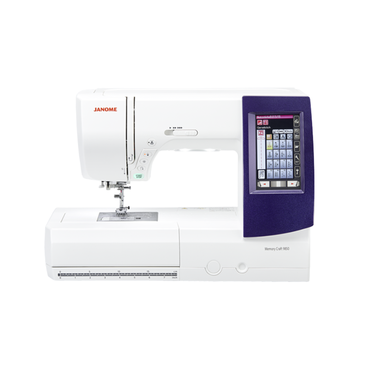 Frontalansicht der Janome Memory Craft 9850