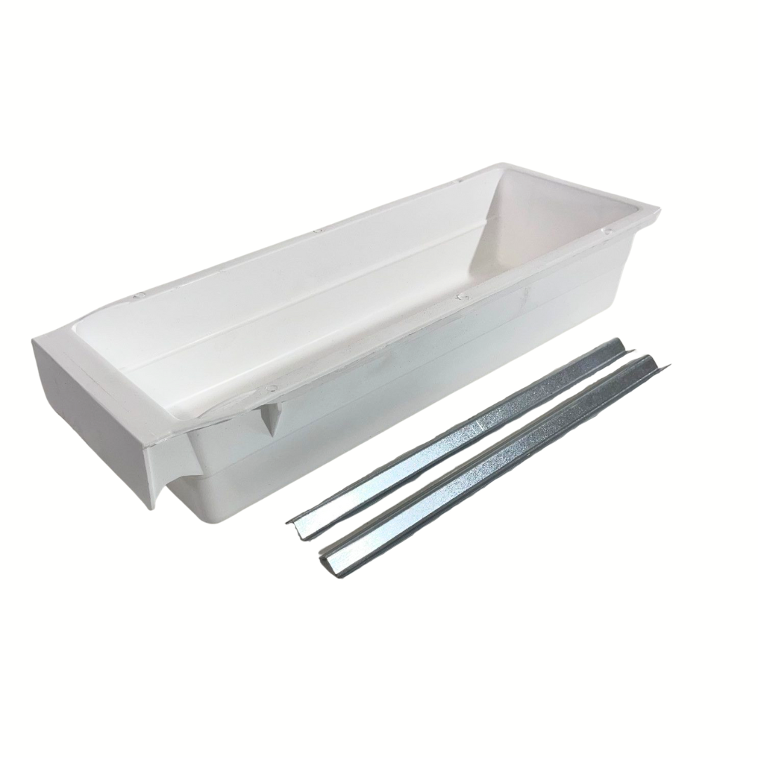 Weiße Schublade für Industrienähmaschine mit Befestigungsmaterial
