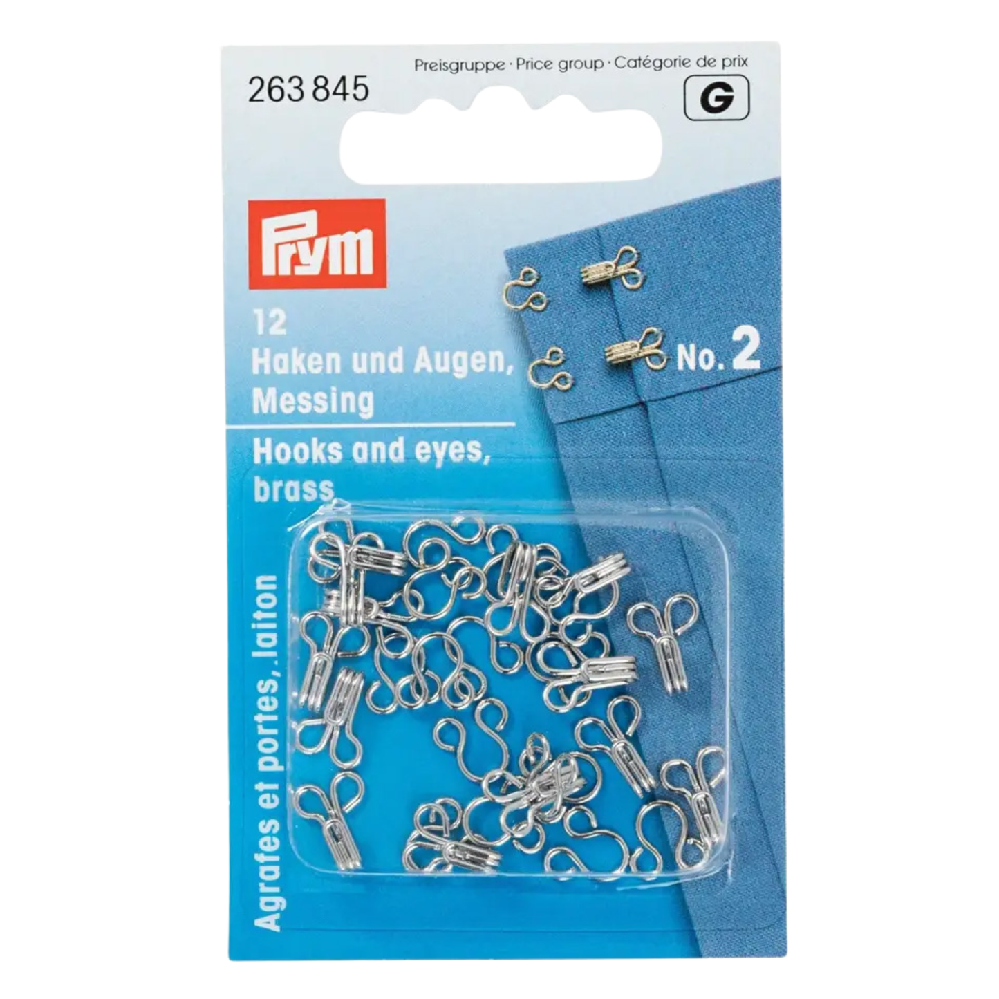 Prym Federhaken und Augen MS 2 silberfarbig in der Verpackung