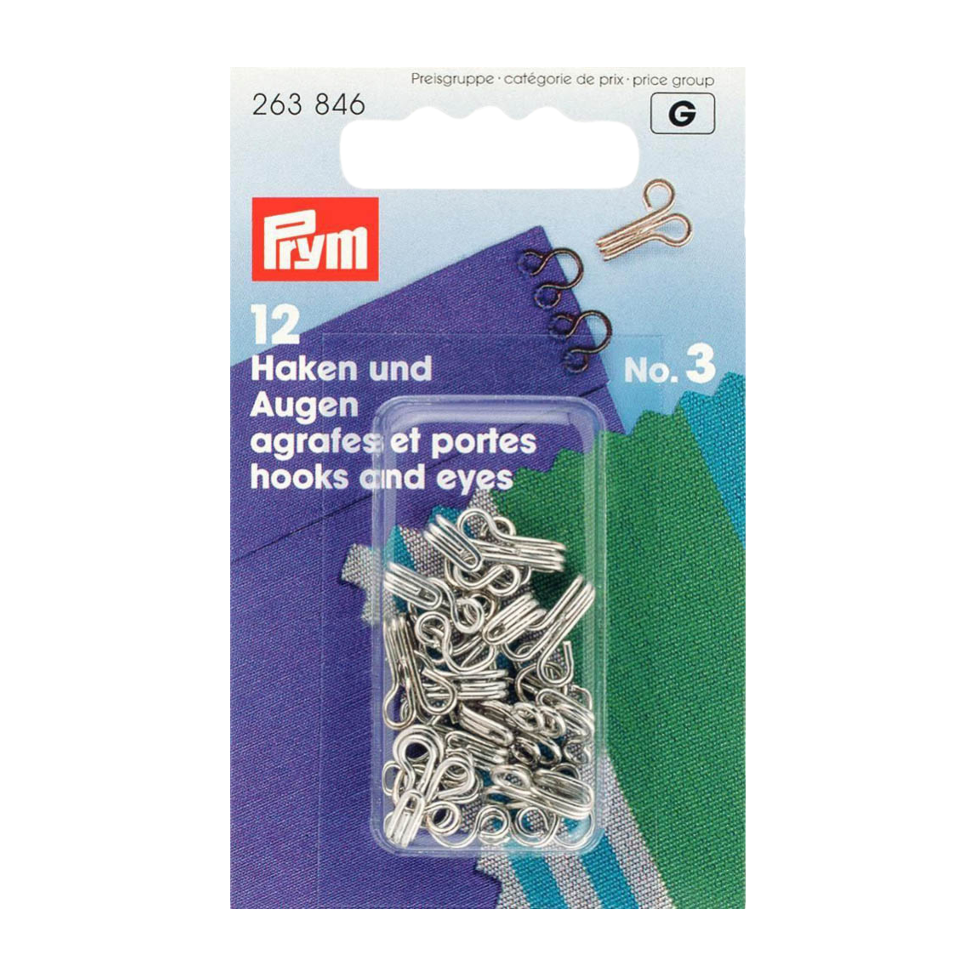 Prym Federhaken und Augen MS 3 silberfarbig in der Verpackung