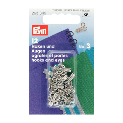 Prym Federhaken und Augen MS 3 silberfarbig in der Verpackung