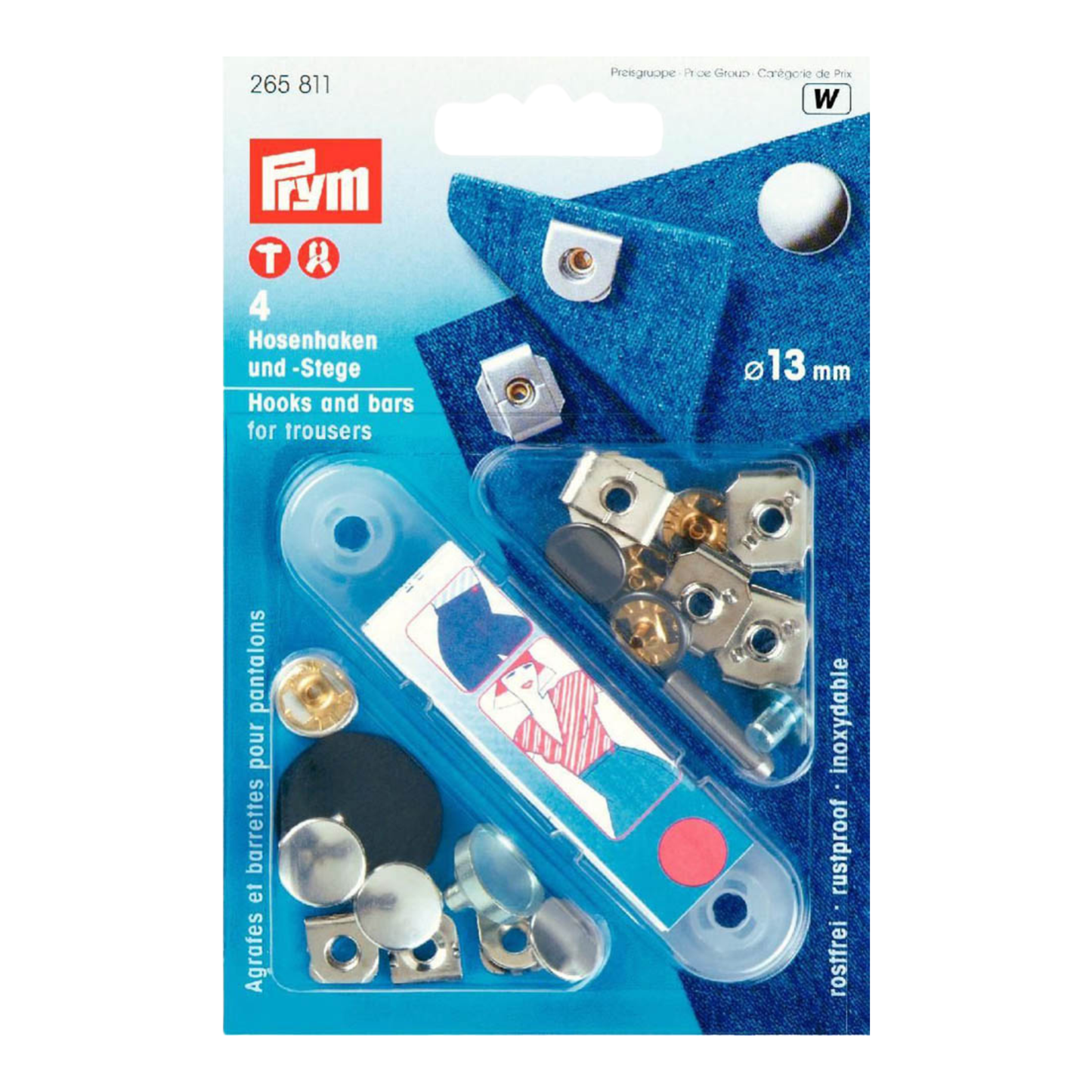 Prym NF-Hosenhaken und Stege ST 13 mm silberfarbig/brüniert