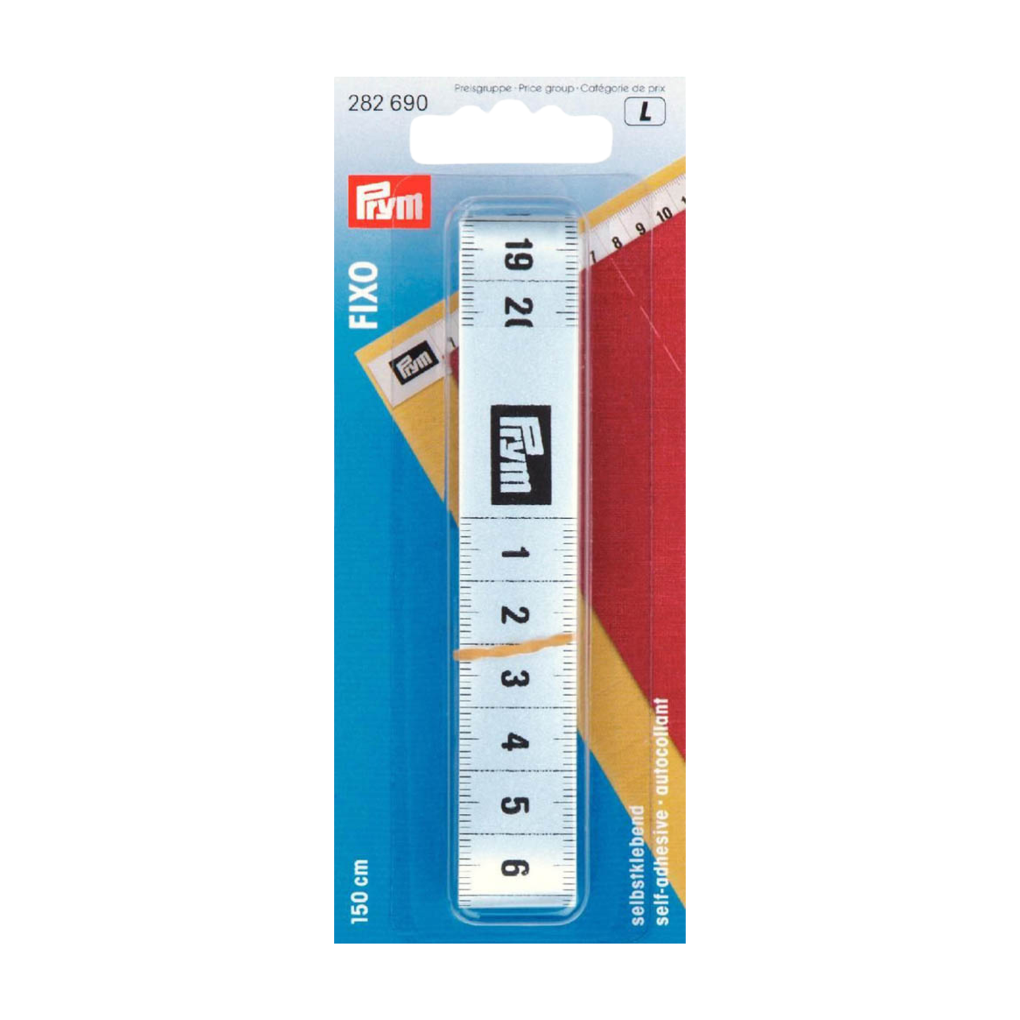 Prym Maßband Fixo Plus selbstklebend 150 cm Länge, cm-Skala