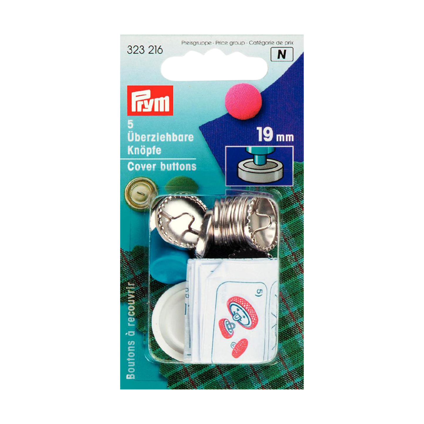 Prym Überziehbare Knöpfe mit Werkzeug MS 19 mm silberfarbig