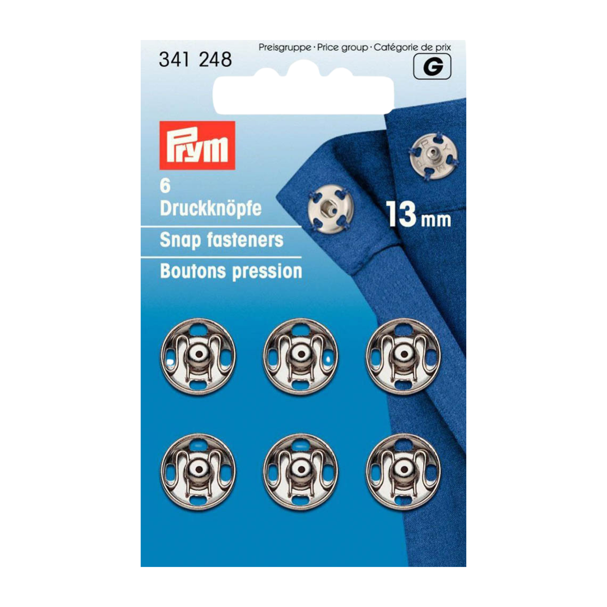 Verpackung von Prym Annäh-Druckknpfe MS 13 mm silberfarbig