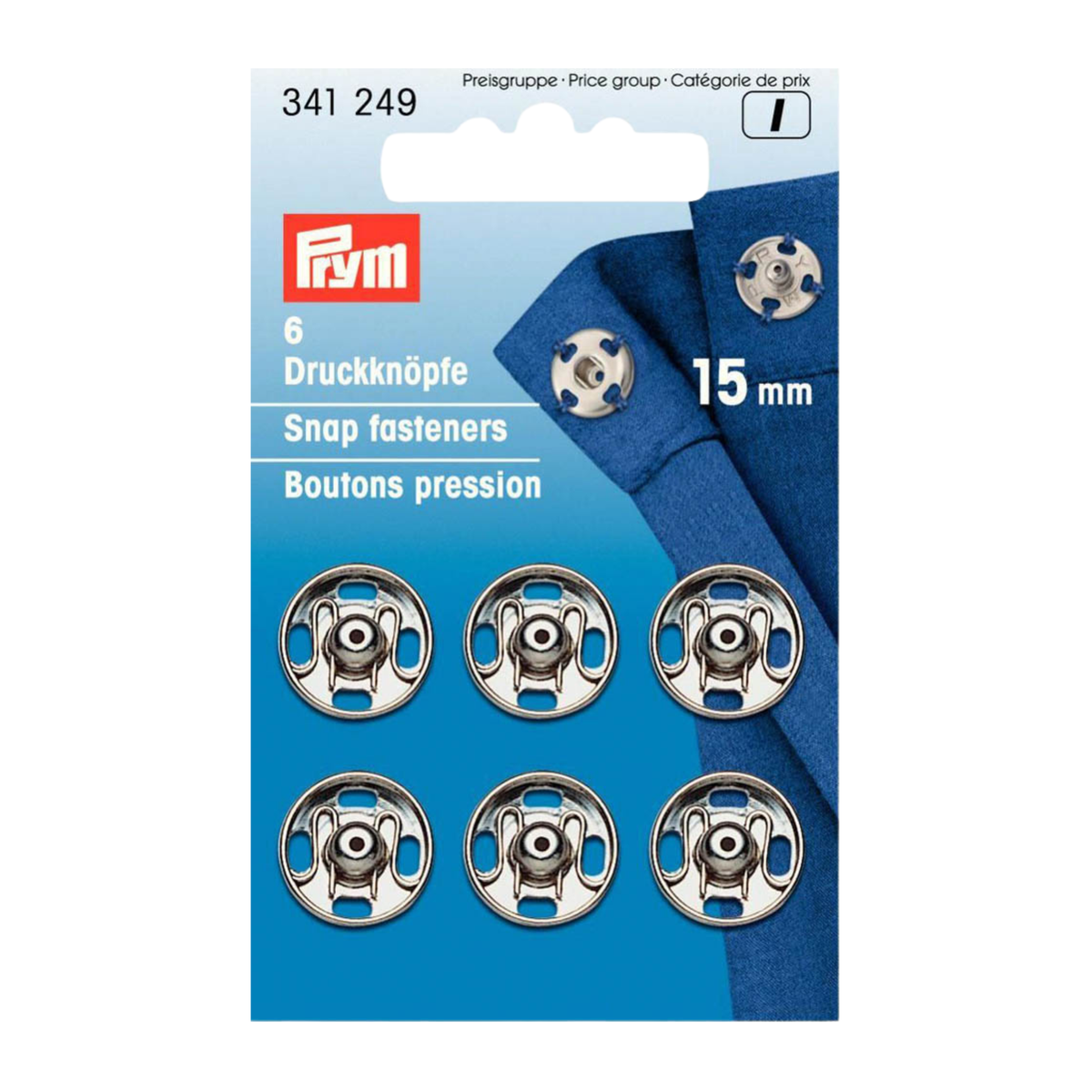 Verpackung von Prym Annäh-Druckknöpfe MS 15 mm silberfarbig