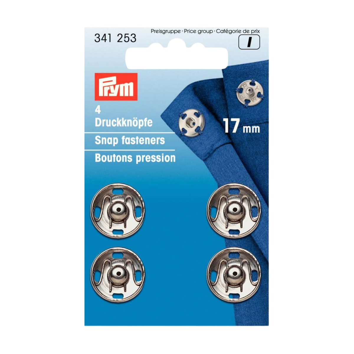 Verpackung von Prym Annähdrückknöpfe MS 17 mm silberfarbig