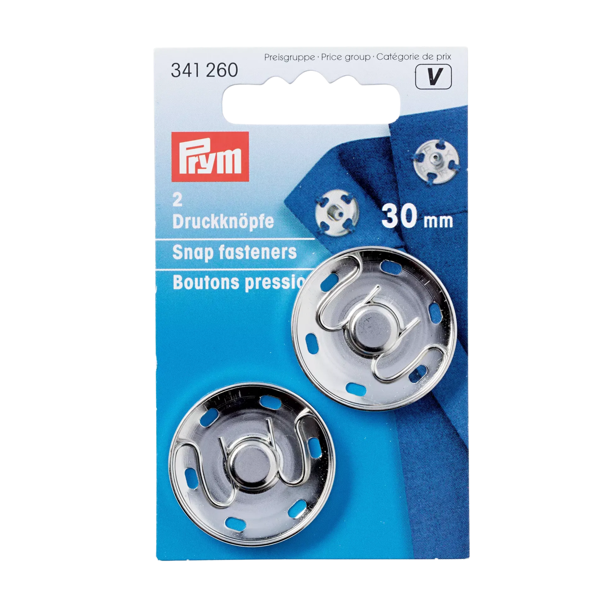 Verpackung von Prym Annäh-Druckknöpfe MS 30 mm silberfarbig