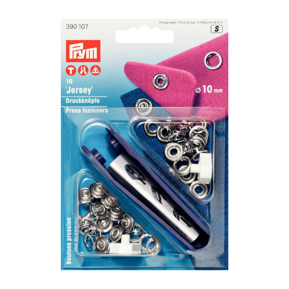 Verpackung von NF-Druckknopf Jersey Zackenring MS 10 mm silberfarbig