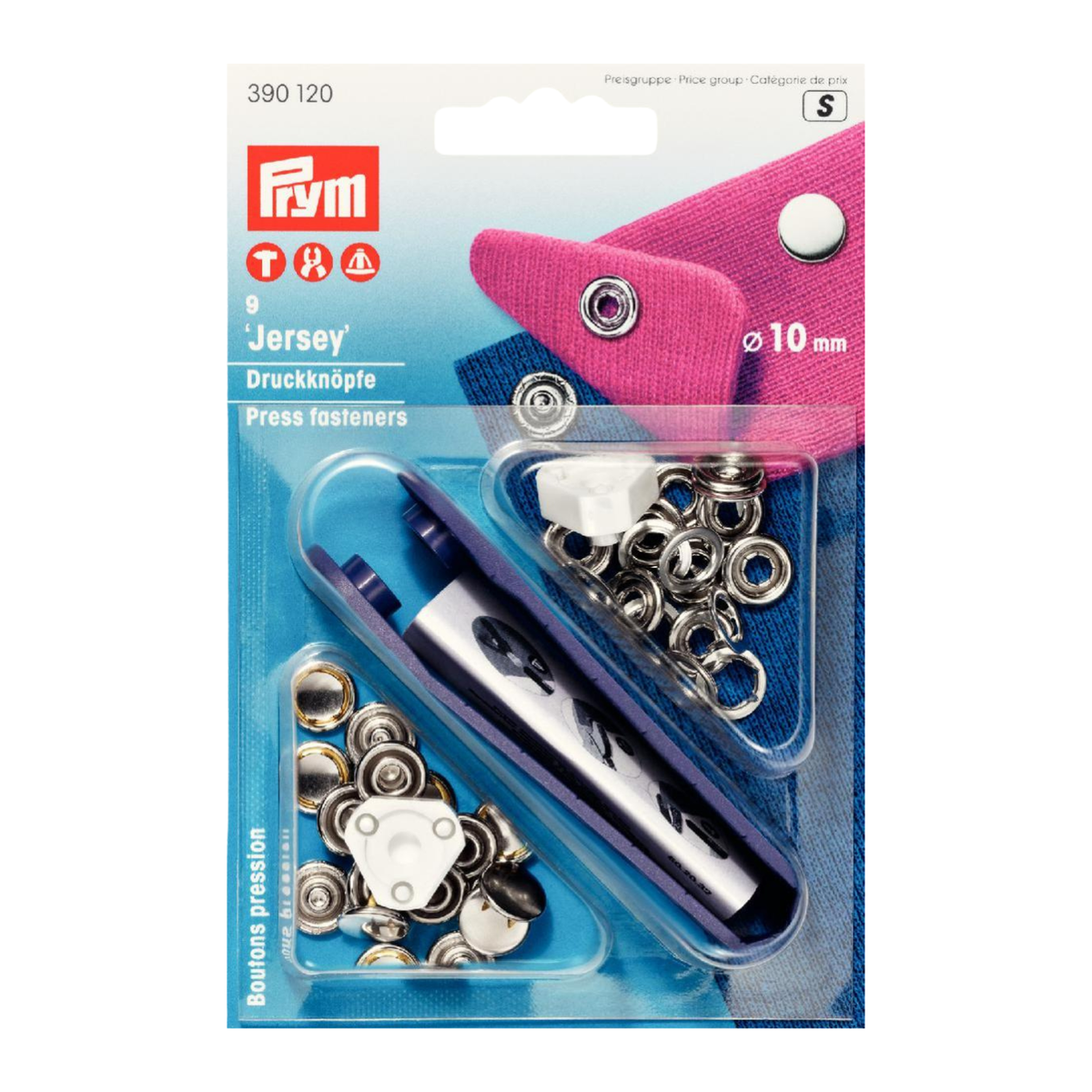 Verpackung von Prym NF-Druckknopf Jersey gl. Kappe MS 10 mm silberfarbig