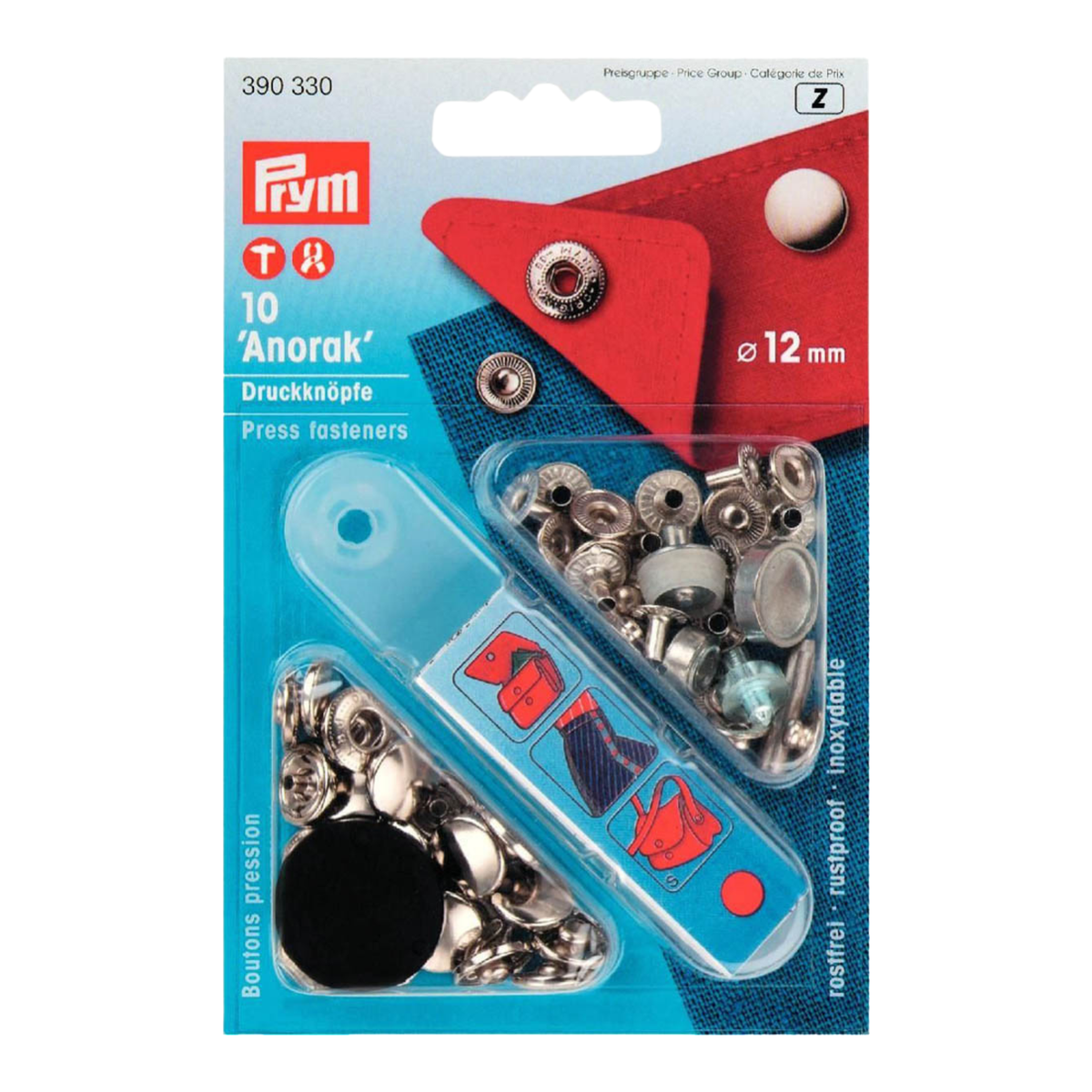 Verpackung von NF-Durckknopf Anorak MS 12 mm silberfarbig