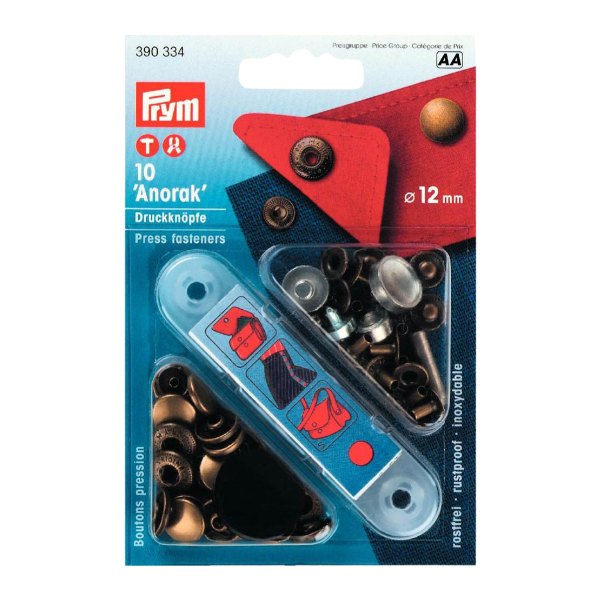 Verpackung von Prym NF-Druckknopf Anorak MS 12 mm altmessing