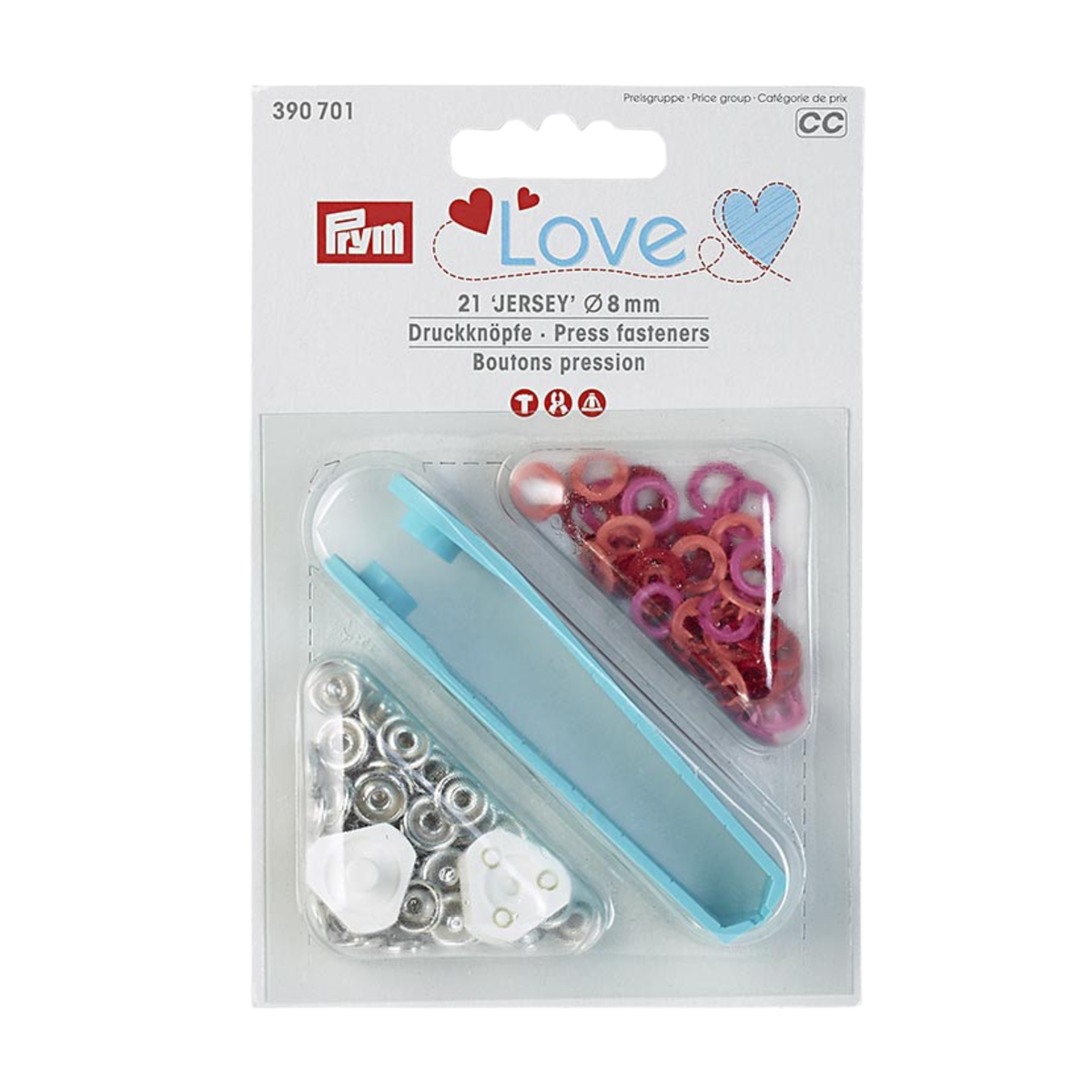 Verpackung von Prym PL Druckknopf Jersey Color MS 8 mm rot