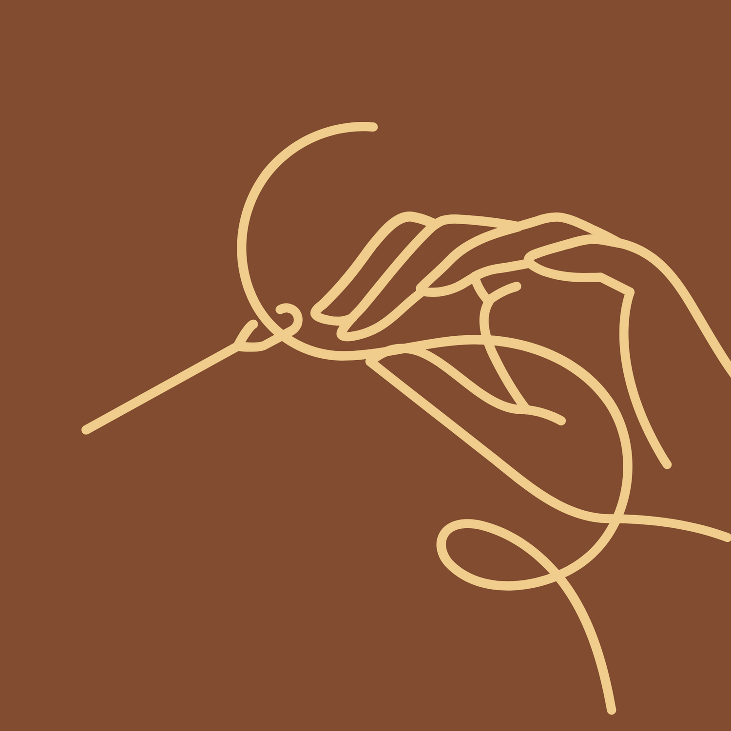 Hand mit Nadel und Faden